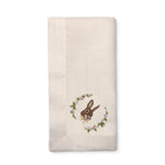 Servilleta de Lino Ivory con Bordado de Conejo de Pascua y Guirnalda de Florecitas, marca Zash