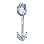 Servilletero en forma de flor tulipan de lino blanco con bordado en azul