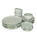 Set Completo de Vajilla Talavera Verde. Para cuatro lugares.
