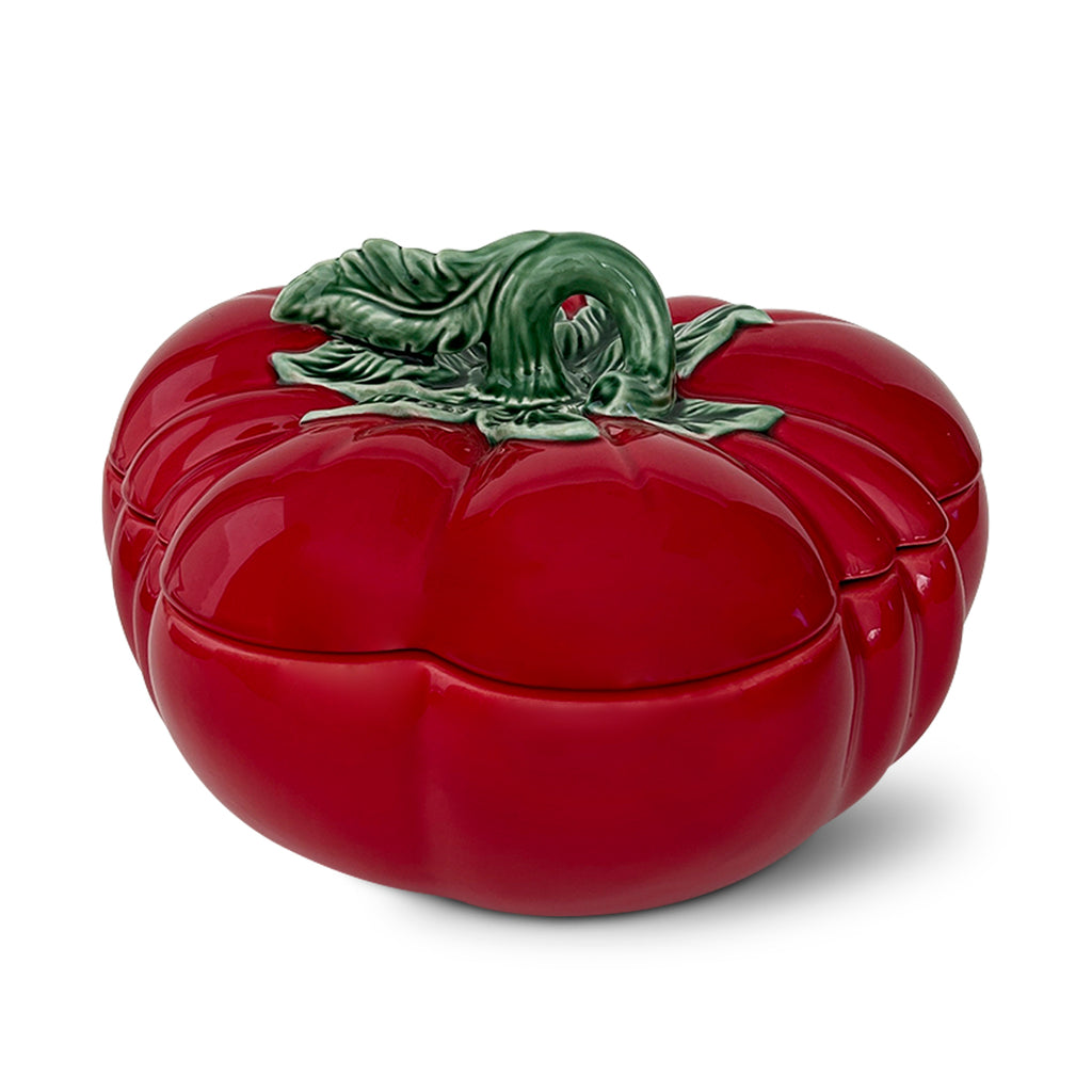 Sopera de Cerámica con tapa en forma de Tomate Rojo, marca Bordallo Pinheiro