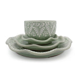 Set Completo de Vajilla Talavera Verde. Para cuatro lugares.