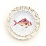 Set de Vajilla Acapulco para 4 Personas con Platos Trinche Rayas Gris Plata, Platos Ensalada Pez (8 piezas)