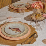 Set de Vajilla Acapulco para 4 Personas con Platos Trinche Rayas Gris Plata, Platos Ensalada Pez (8 piezas)