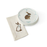 SPRING BUNNY ZASHPACK: Platos Ensalada Conejo con Servilleta Conejo Listón Verde