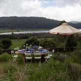 Servilletas Vivi en Lino Azul con Bordado de Pelitos. Set de 4