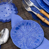 Servilletas Vivi en Lino Azul con Bordado de Pelitos. Set de 4