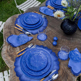 Servilletas Vivi en Lino Azul con Bordado de Pelitos. Set de 4