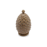 Caja de cerámica café en forma de pinecone o piña de árbol, marca Bordallo Pinheiro