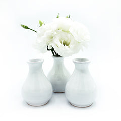 Juego de 3 Floreros de Cerámica Blanco Juego de 3 Floreros de Cerámica Blanco