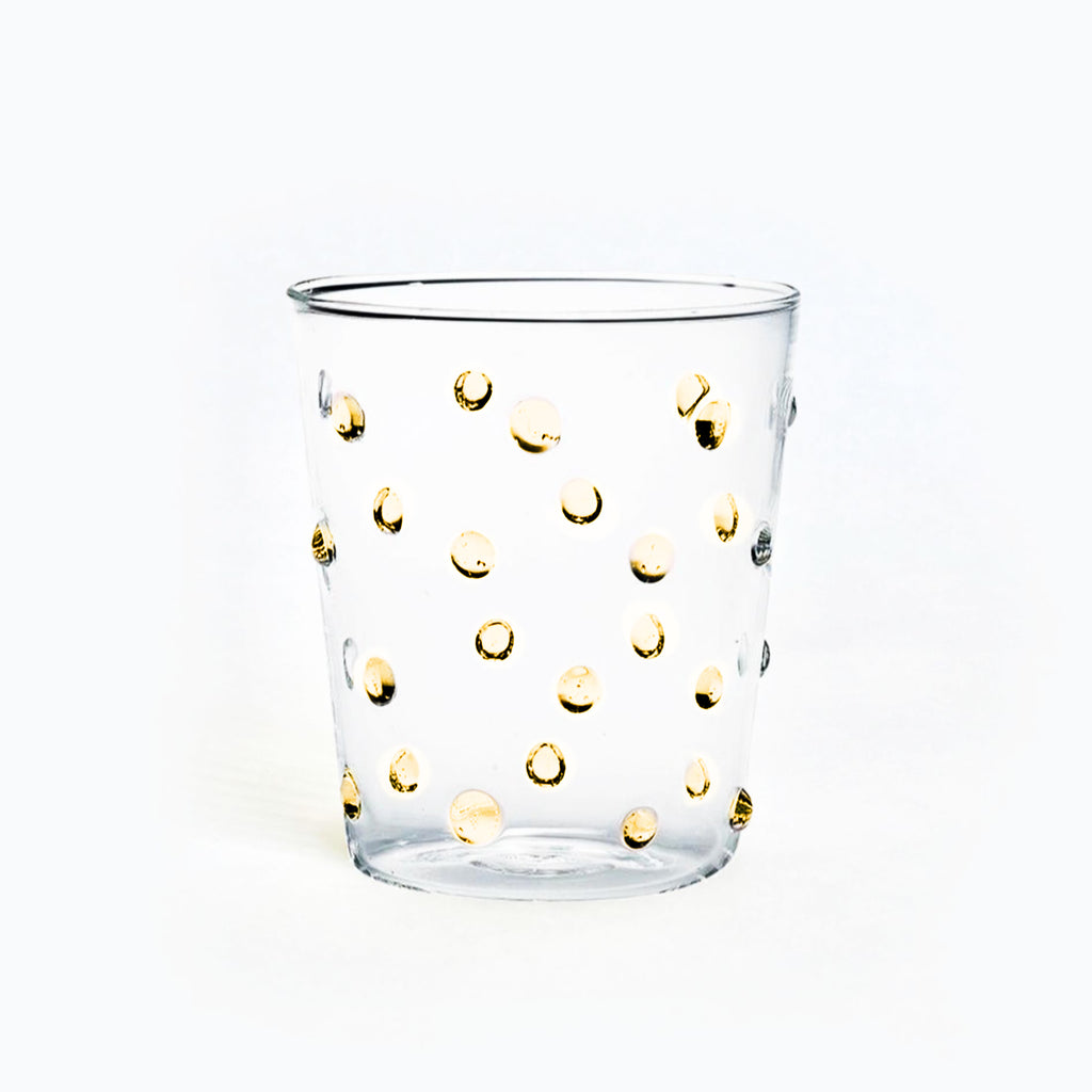Vasos tumbler Pippa de Cristal Transparente con Puntitos color Amarillo, marca Zash