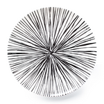 Plato grande trinche de porcelana marca Zash, blanco con rayas negras