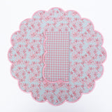 Set de 4 Individuales con Servilletas Big Daisy Rosa y Verde con Orilla Bordada