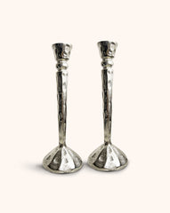 Candelabro Martelinado Vintage en Plateado, set de 2
