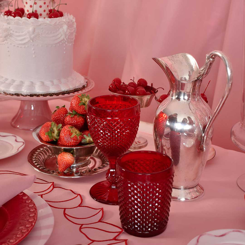 Vaso Bicos Rojo. Set de 4