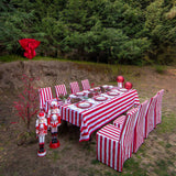 Servilleta en Lino Blanco con Motivo de Candy Cane. Set de 4