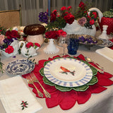 Servilletas en Lino Blanco con Bordado de Muérdago. Set de 4