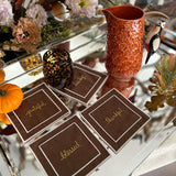 Cocteleras Bordadas con Palabras y Frases de Thanksgiving, set de 4. Set 1