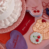 Servilletas Cherry en Algodón Rosa con Bordado de Moño y Cerecitas. Set de 4.