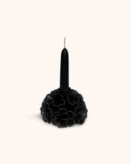 Vela Grande con Decoración de Flores de Cera en Color Negro