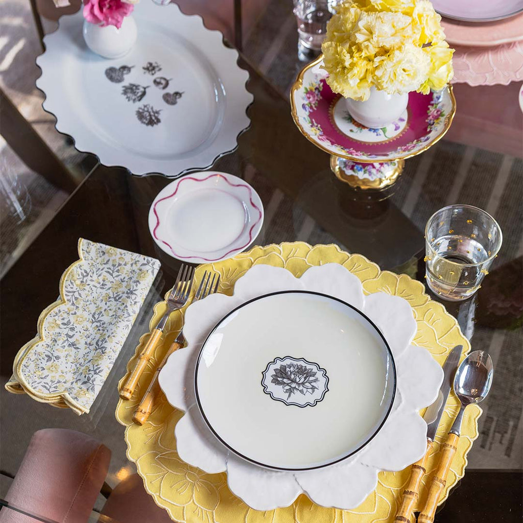 Set de Mantelería con Individual Hortensia Amarillo y Servilleta Big Daisy Florecitas Amarillo