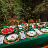 Set Completo de Vajilla Red Bird para 4 Personas con Platos Trinche con Ondas y Cerezas Navideñas, Platos de Ensalada con Cardenal y Platos de Pan con Guirnalda Verde