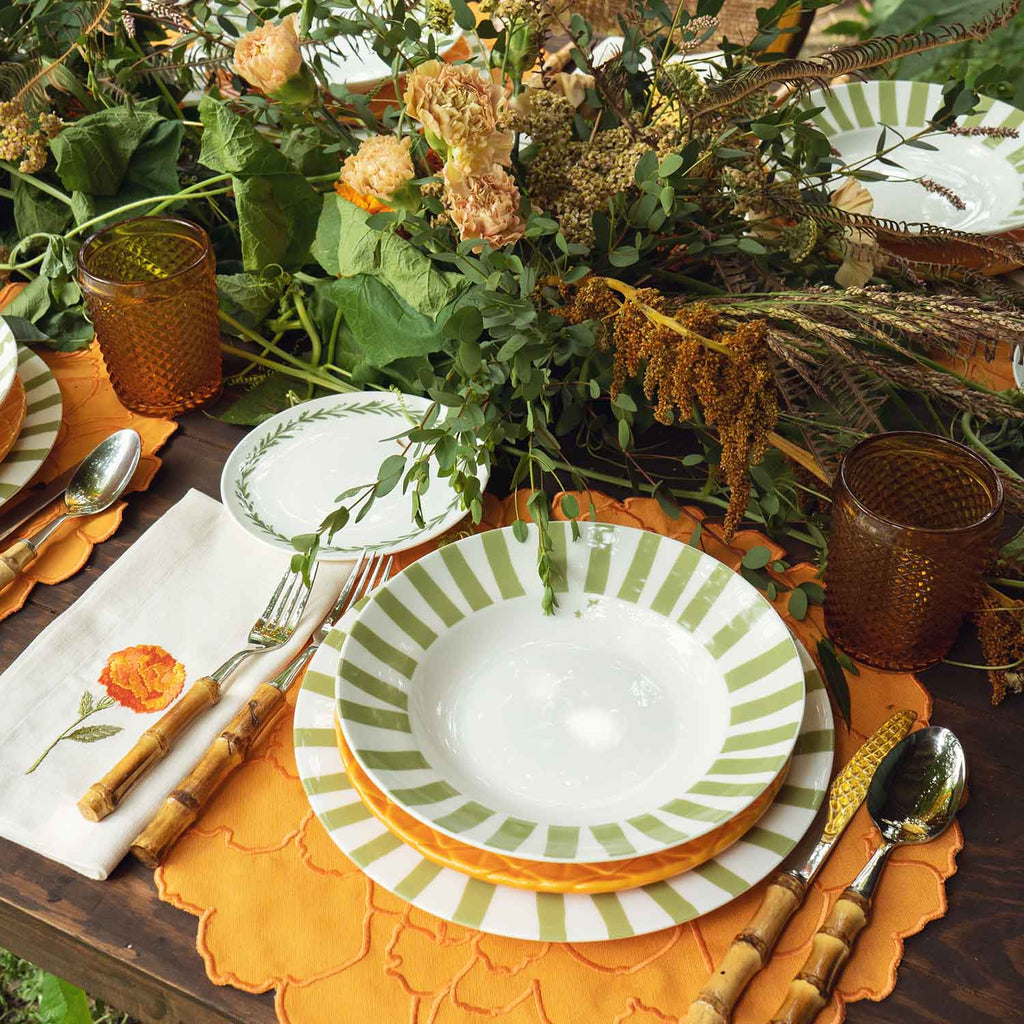 Plato Ensalada Amazonia Naranja 23 cm. Set de 4