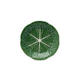 Plato para pan o postre de cerámica verde en forma de hoja de repollo, marca Bordallo Pinheiro