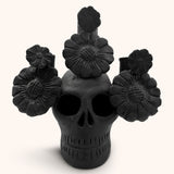 Candelabro Artesanal en Forma de Catrina Color Negro de Barro