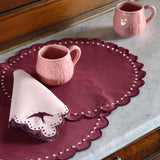 Set de 4 Individuales Bordado Little Daisy Vino