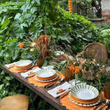 Servilletas Flora  con Bordado de Cempasúchil en Lino Crudo. Set de 4