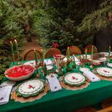 Mantel de Mesa Rectangular Verde de Tercipelo de 2 x 3 m.