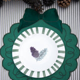 Individuales Moño Verde en Algodón con Terciopelo Verde. Set de 4