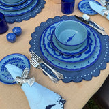 Set de 4 Individuales Bordado Little Daisy Azul