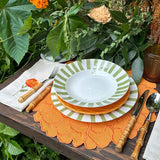 Plato Sopero Candy Cane Verde Olivo. Set de 4