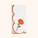 Servilleta Daisy con Bordado Flor de Cempasúchil. Set de 4
