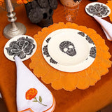 Servilleta Daisy con Bordado Flor de Cempasúchil. Set de 4