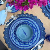 Set de 4 Individuales Bordado Little Daisy Azul
