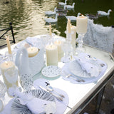 Servilletero de Cisne en Lino con Bordado Ivory. Colección Navidad. Set de 4