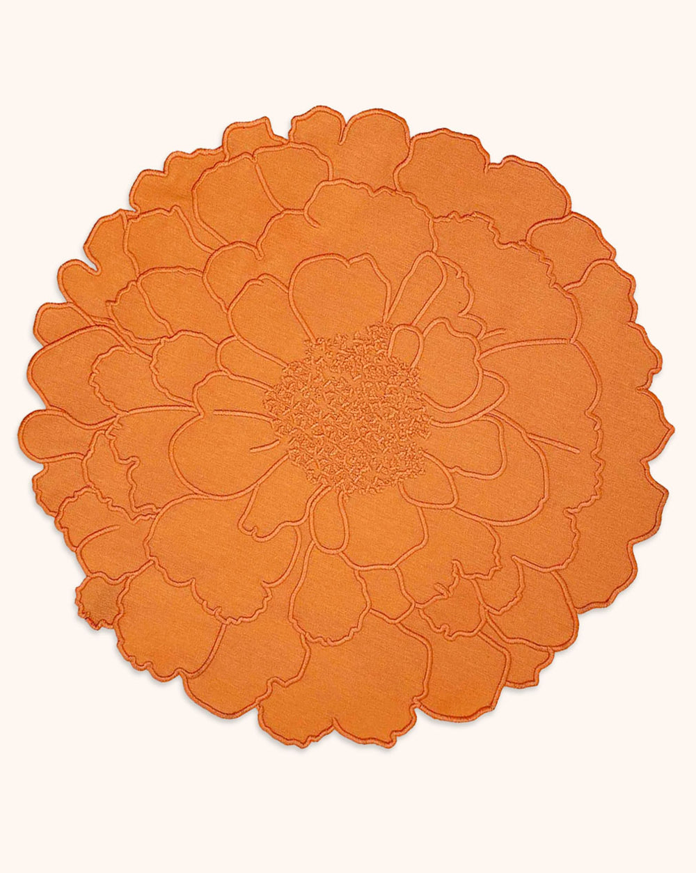 Individuales Flora en Algodón Naranja Bordado de Cempasúchil. Set de 4
