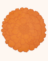 Individuales Flora en Algodón Naranja Bordado de Cempasúchil. Set de 4