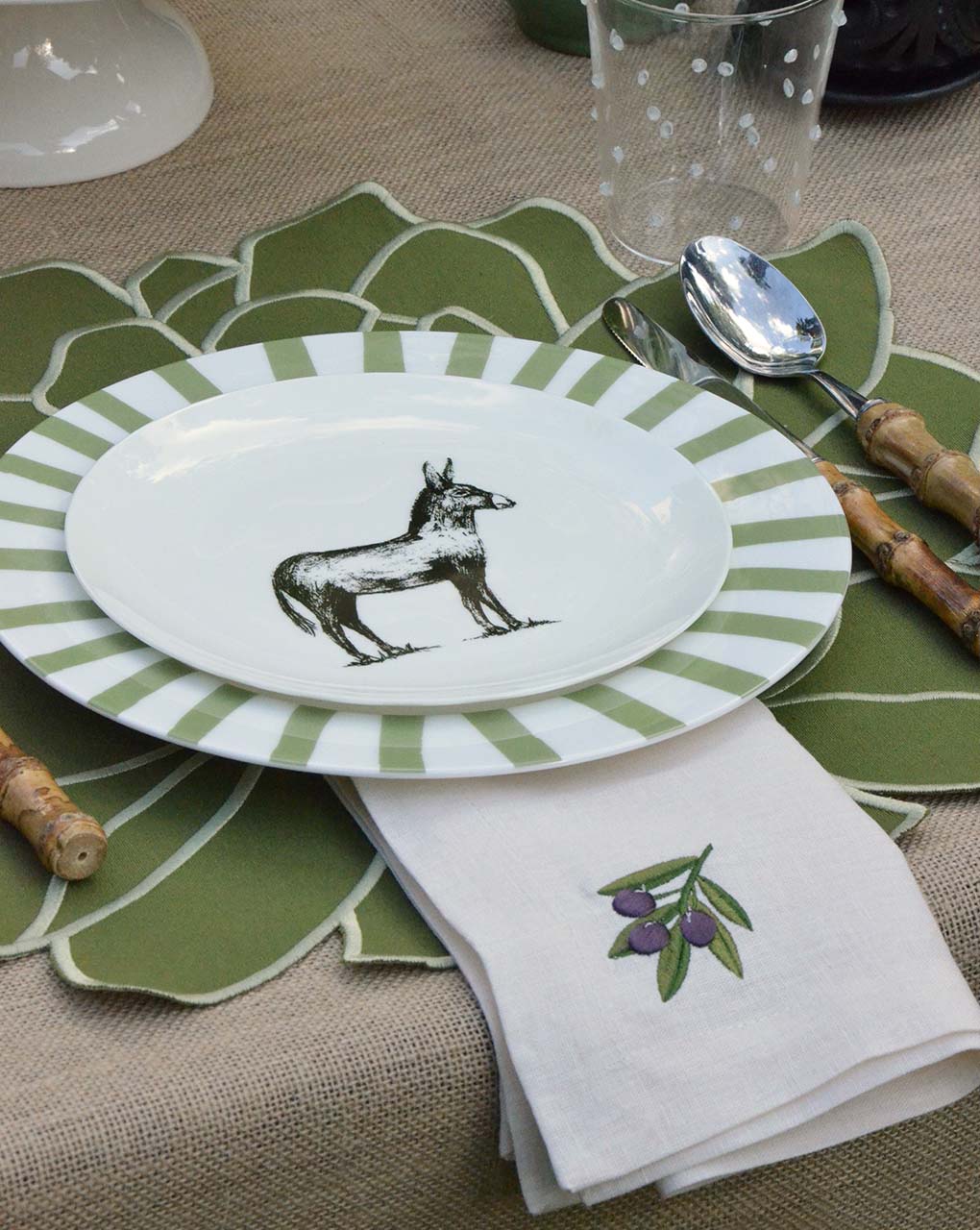 Individuales Blossom Verde Olivo