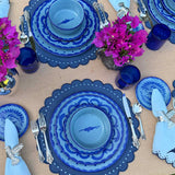 Plato Ensalada Puebla Azul Turquesa. Set de 4