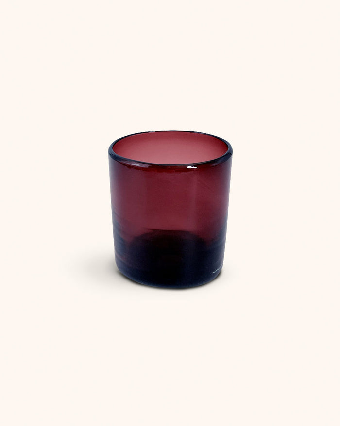 Vaso Tumbler de Vidrio Soplado Artesanal Burgundy. Set de 6