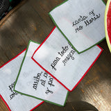 Juego de 4 Servilletas de coctel Bordadas con frases de Viva México Rojo