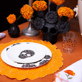 Individuales Flora en Algodón Naranja Bordado de Cempasúchil. Set de 4