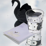 Coctelera de Cisne en Lino con Bordado Ivory. Set de 4