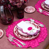 Individuales Flora en Algodón Fucsia Bordado de Celosía. Set de 4