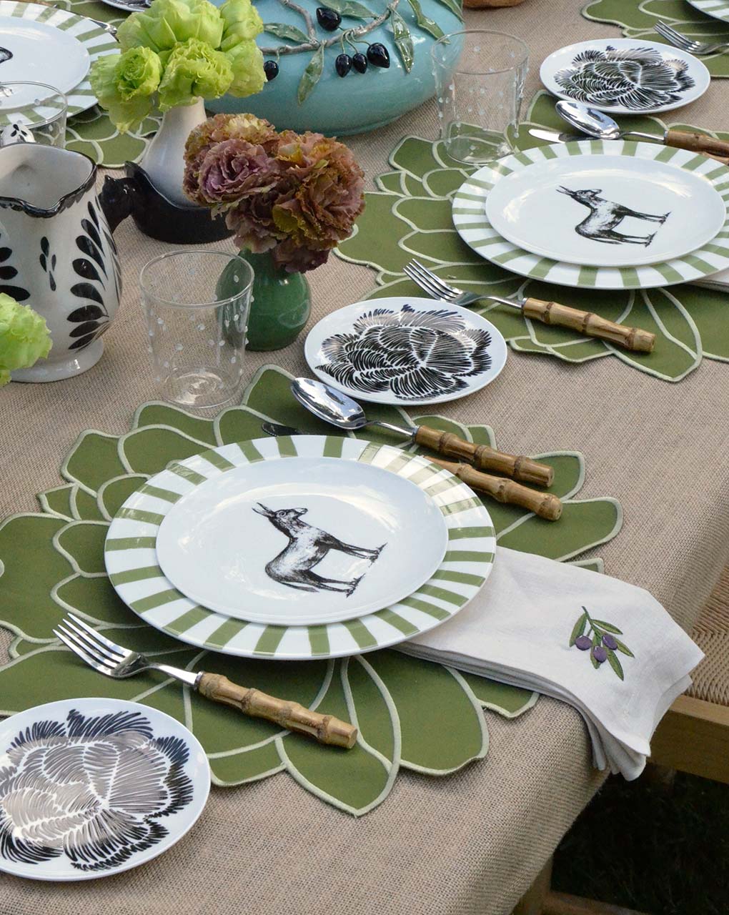 Individuales Blossom Verde Olivo