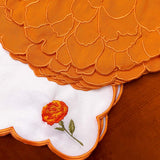 Servilleta Daisy con Bordado Flor de Cempasúchil. Set de 4