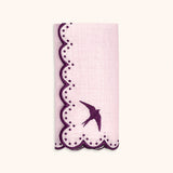 Set de 4 Servilletas Little Daisy Bordado Golondrina en Lino Palo de Rosa